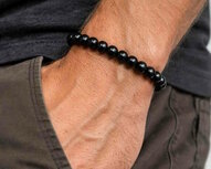 Powerbead armband Zwarte Toermalijn 8 mm (bredere pols)