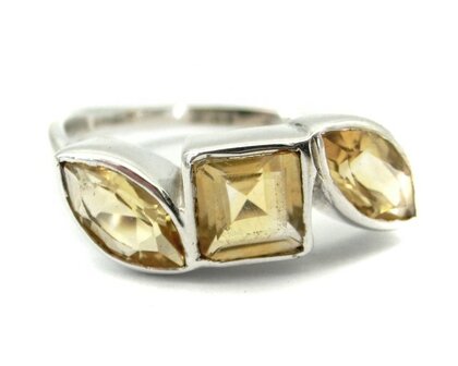 Natuurlijke Citrien ring in 925 zilver (ringmaat 17,5)