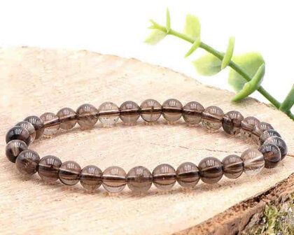 Powerbead armband Rookkwarts 6 mm (A-kwaliteit)