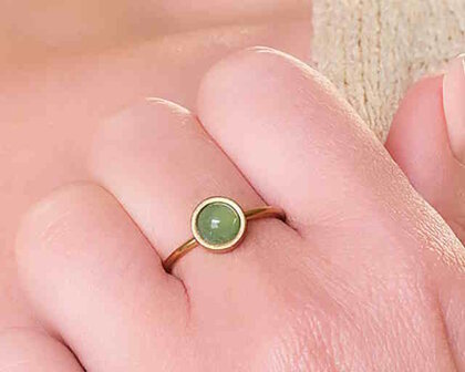 Groene Aventurijn ring goudkleurig (verstelbaar)
