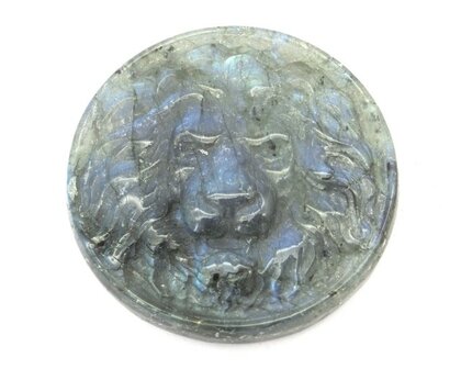 Talisman Leeuwenhoofd Labradoriet  (symbool van moed en kracht)