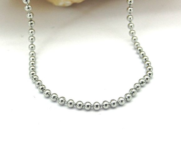 Edelstaal bolletjes ketting 45 cm, 1,5 mm dik