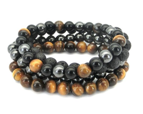 Powerbead armband Lava 8 mm
