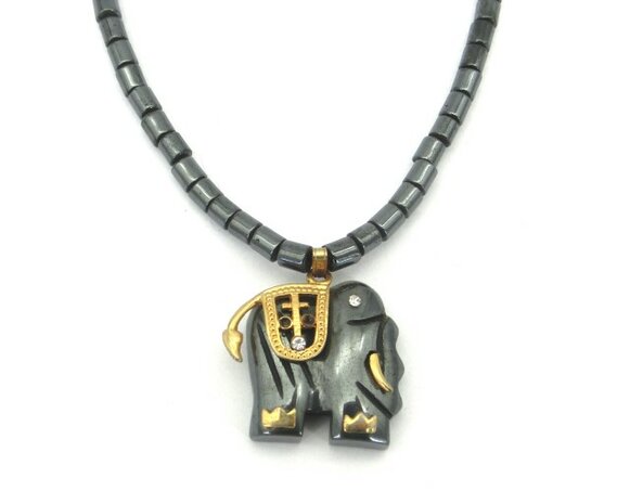 Hematiet ketting met olifant