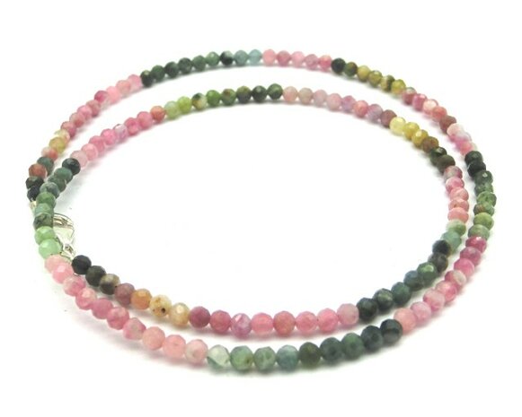 Ketting Toermalijn gefacetteerd (45 cm, 3 mm dik)