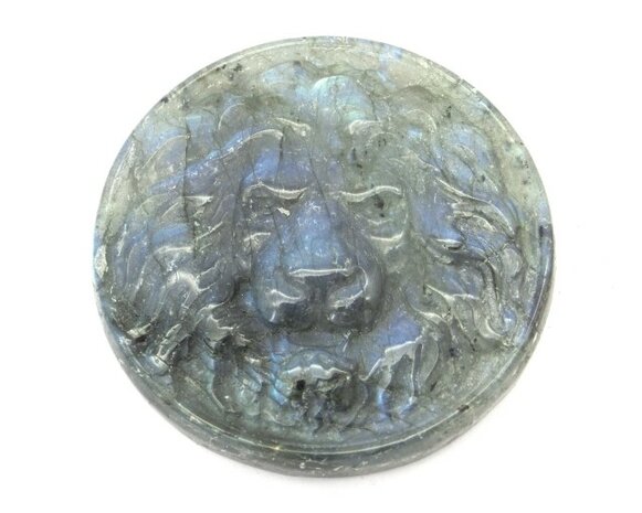 Talisman Leeuwenhoofd Labradoriet  (symbool van moed en kracht)