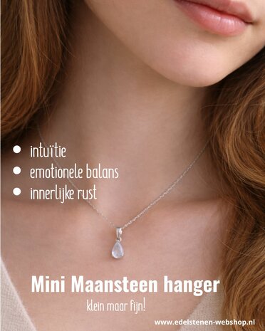 Maansteen (mini) hanger in 925 zilver