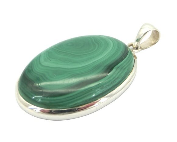 Malachiet hanger in 925 zilver