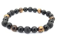 Powerbead Tijgeroog/ Lava/ zwarte Obsidiaan 8 mm Powerbead Tijgeroog/ Lava/ zwarte Obsidiaan 8 mm