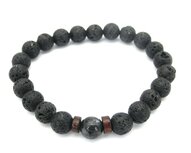 Powerbead armband Lava met Labradoriet en Hout 8 mm Powerbead armband Lava met Labradoriet en Hout 8 mm