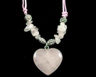 Hart hanger/ketting Rozenkwarts Hart hanger/ketting Rozenkwarts